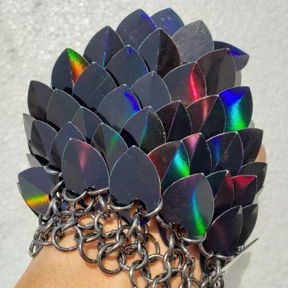 Gothic Scalemaille Gloves,holographic Scale Mail..