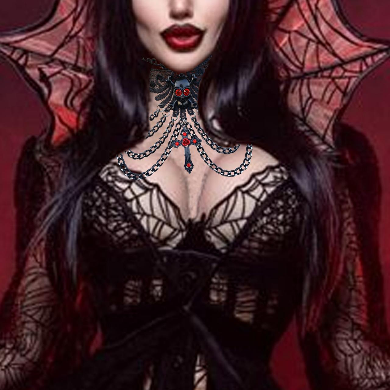 Gothic Black Lace Vampire Choker Necklace For Women Halloween Costumes