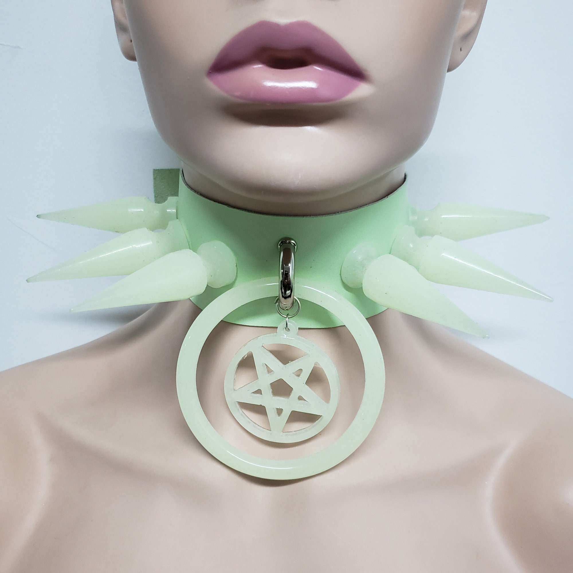 Handmade Extreme Spike Red Pvc Choker Collar ,gothic, Punk ,alternative ...